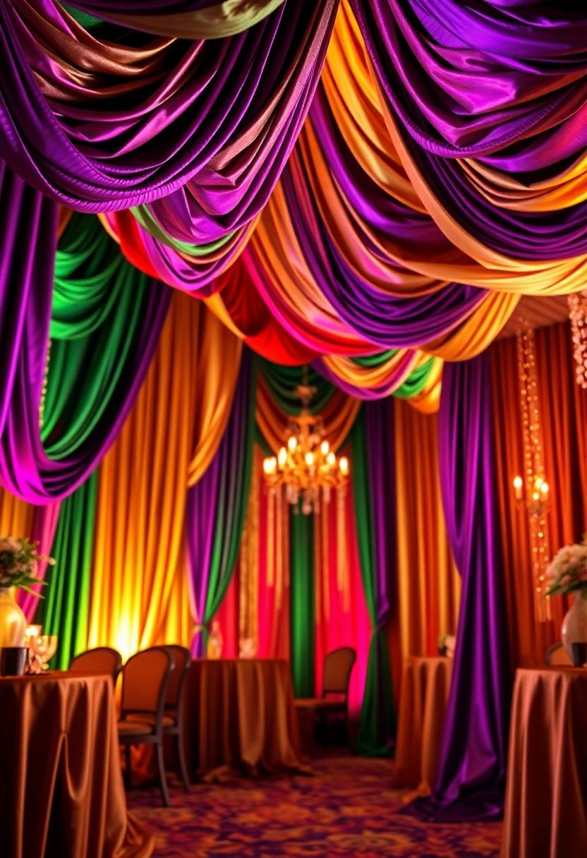 Mardi Gras Home Decor Ideas: Lavish Fabric Draping