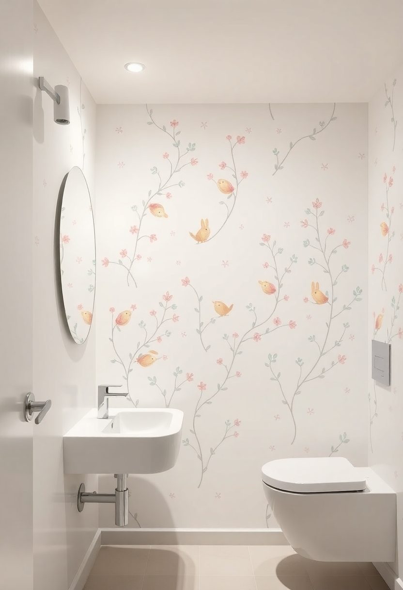 Bathroom Wallpaper Ideas: Whimsical Illustrations