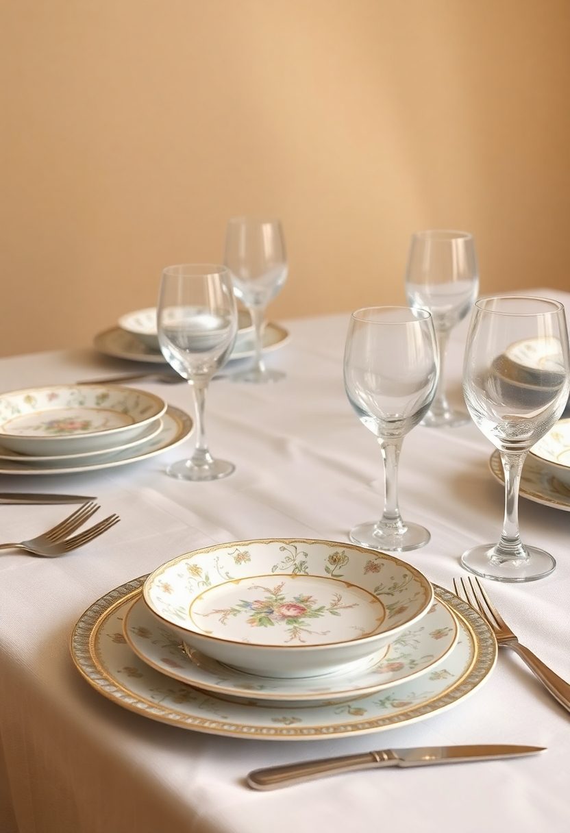 Dining Table Centerpiece Ideas: Delicate China Settings