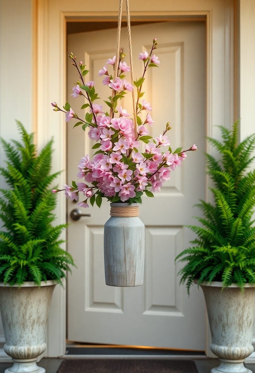 Spring Front Door Decor Ideas: Blooming Branch Decorations