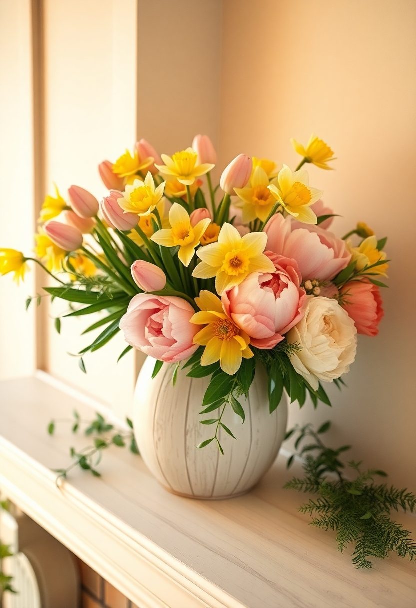 Spring Mantles Decor Ideas: Floral Arrangements for a Spring Mantle