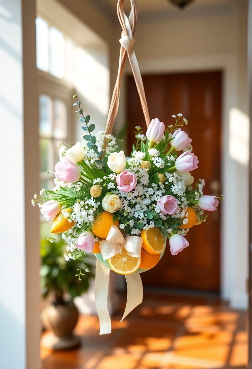 Easter Door Hanger Ideas: Seasonal Fruit and Floral Arrangement