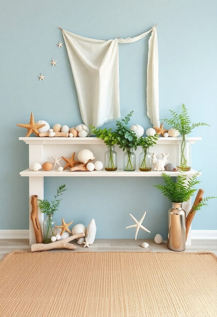 Spring Mantel Decorating Ideas: Coastal Spring Mantel Style