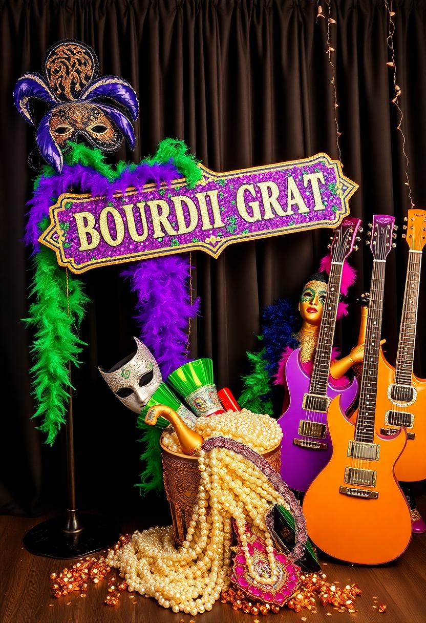 Mardi Gras Themed Decoration Ideas: Themed Photo Booth Backdrops and Accessories