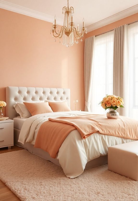 Bedroom Color Combination Ideas: Soft Peach and Cream