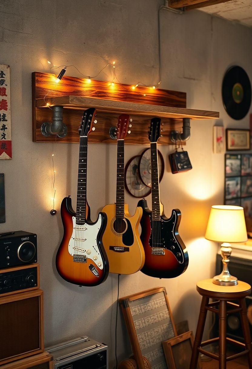 Grunge Room Decor Ideas: DIY Guitar Shelf