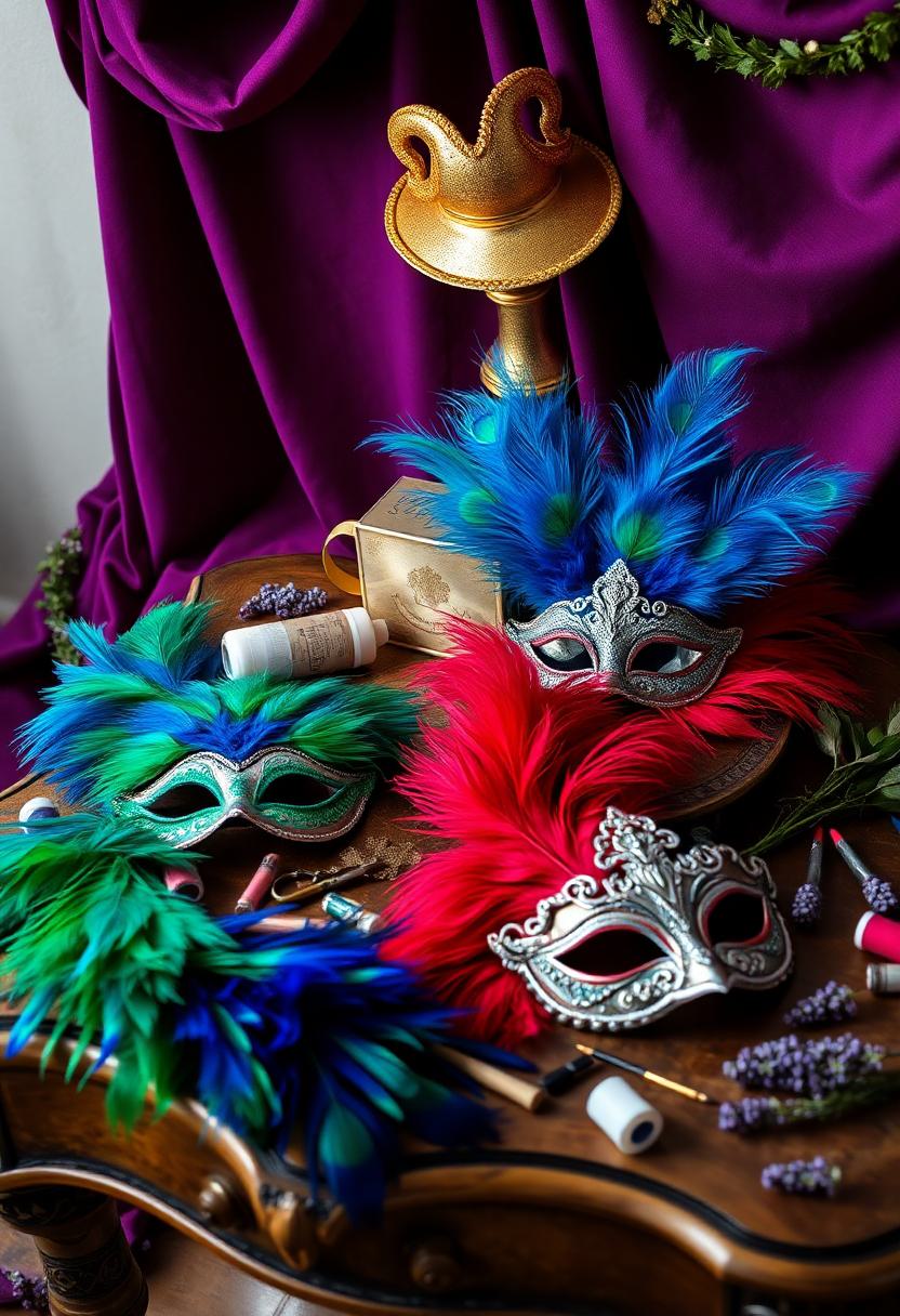 Mardi Gras Themed Decoration Ideas: DIY Feather Masks and Decor