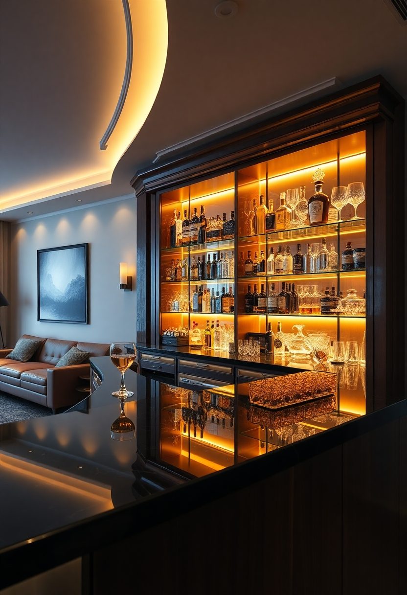 Lavish Home Bar Design Ideas: Backlit Bar Designs For Ambiance