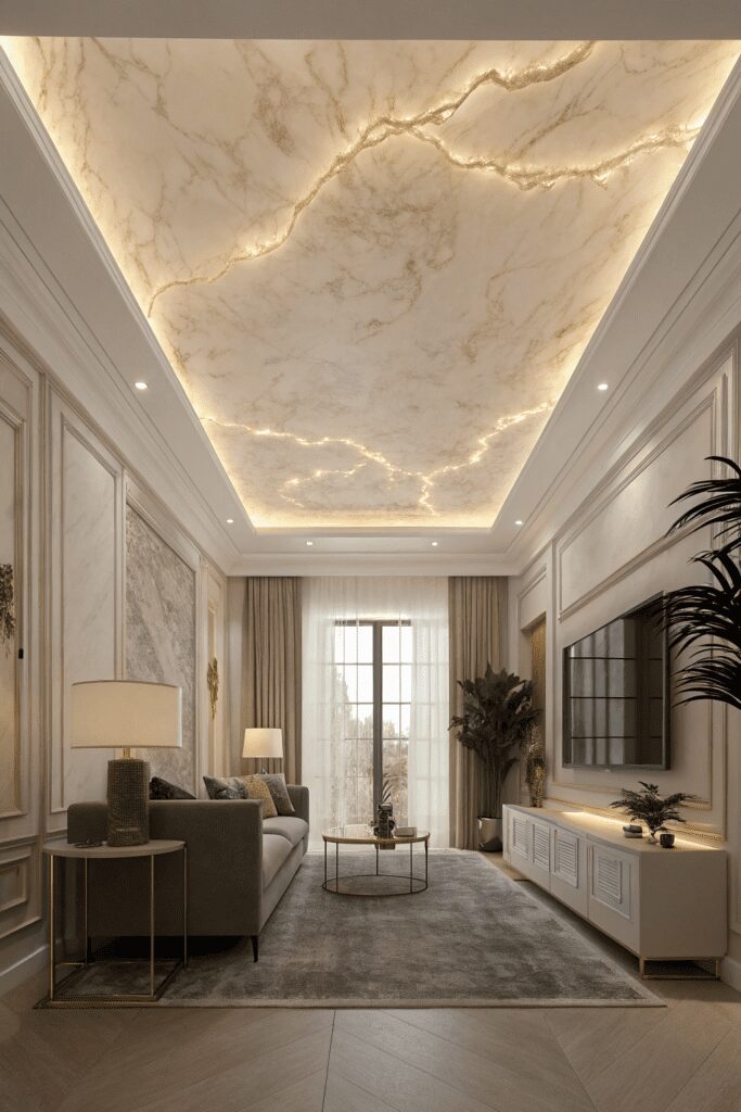 15+ Sherwin Williams Alabaster: Perfect Paint for Room! 2 Sherwin Williams Alabaster Ideas: 2. Alabaster Ceiling for a Modern Ethereal Look