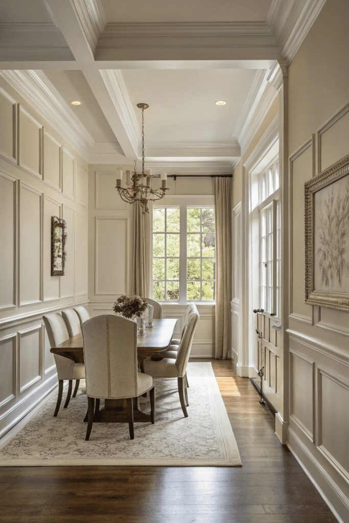 15+ Sherwin Williams Alabaster: Perfect Paint for Room! 10 Sherwin Williams Alabaster Ideas: 10. Alabaster Wainscoting in a Dining Room