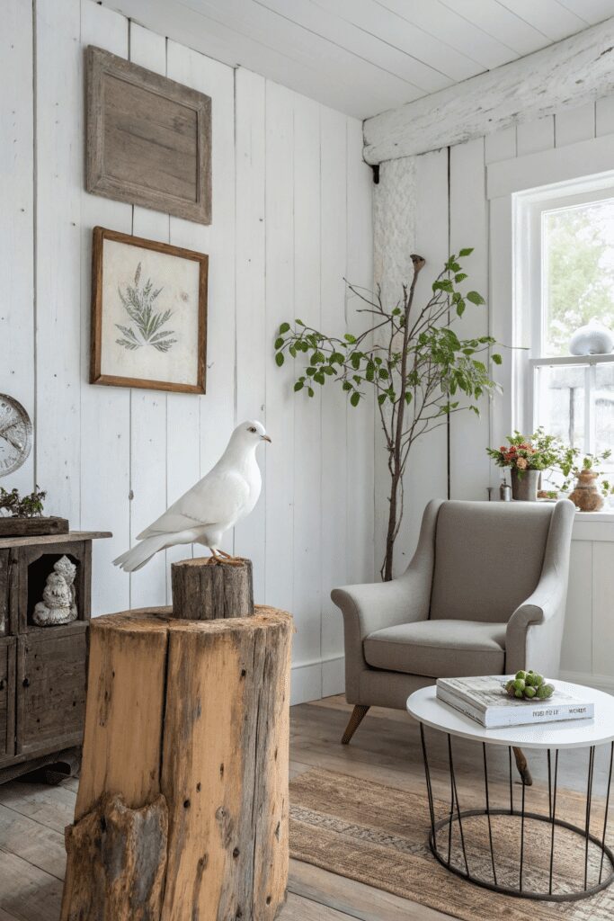 20+ Transform Your Space with Benjamin Moore White Dove Ideas! 3 Benjamin Moore White Dove Ideas: 3. Vintage Meets Modern: White Dove on Reclaimed Wood