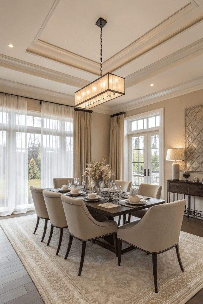 10+ Accessible Beige Designs to Transform Your Home! 8 Sherwin Williams Accessible Beige Ideas: 8. Contemporary Dining Room Elegance