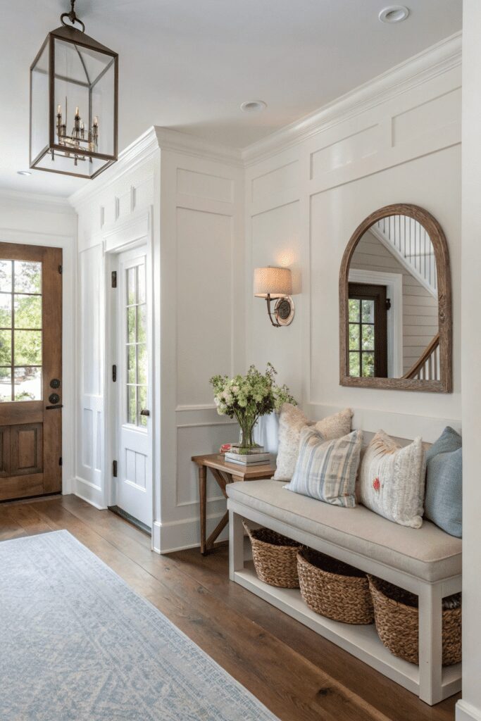 20+ Transform Your Space with Benjamin Moore White Dove Ideas! 8 Benjamin Moore White Dove Ideas: 8. A Soft & Inviting Entryway for a Lasting First Impression