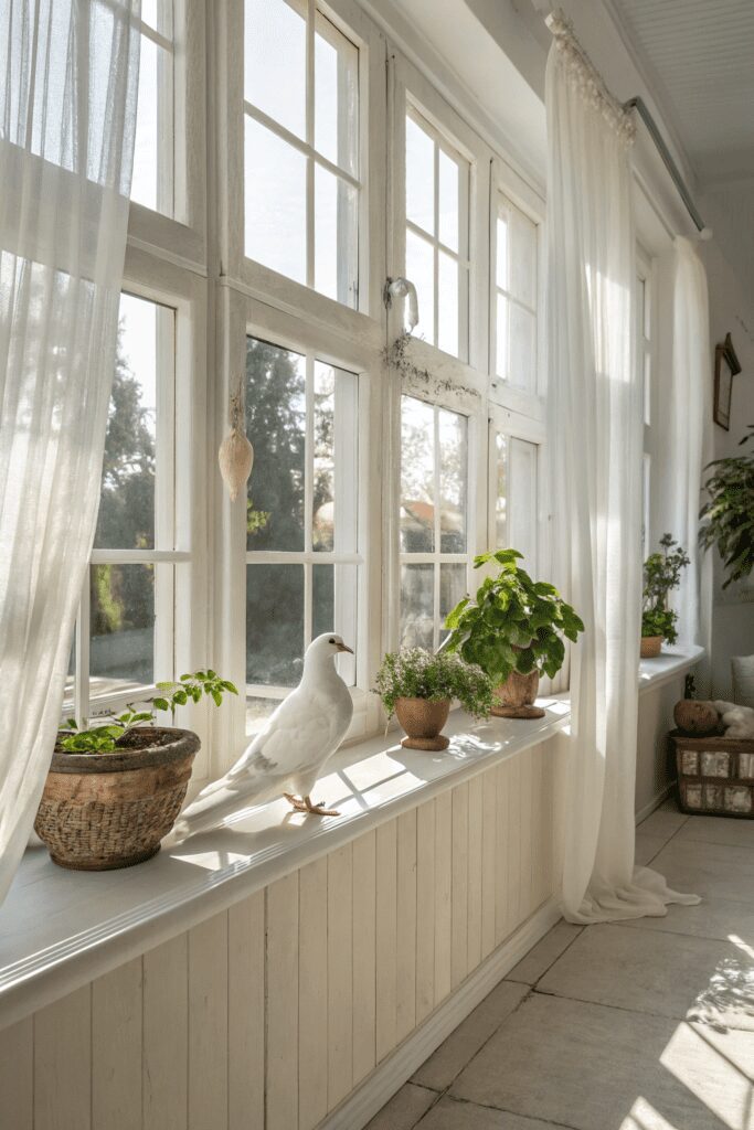 20+ Transform Your Space with Benjamin Moore White Dove Ideas! 9 Benjamin Moore White Dove Ideas: 9. White Dove & Natural Light: A Dreamy Sunroom