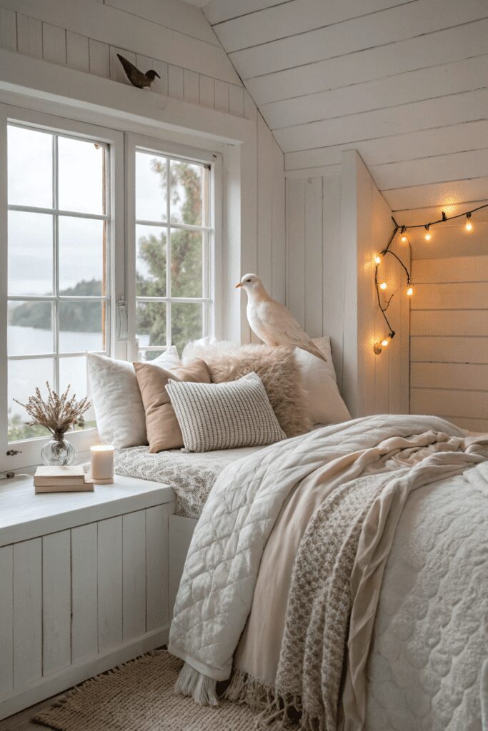 20+ Transform Your Space with Benjamin Moore White Dove Ideas! 11 Benjamin Moore White Dove Ideas: 11. Cozy Up a Bedroom with White Dove & Layered Textures