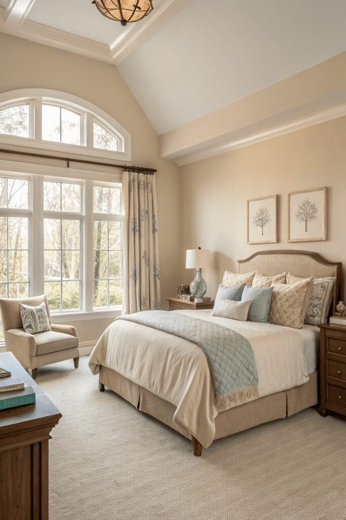 10+ Accessible Beige Designs to Transform Your Home! 9 Sherwin Williams Accessible Beige Ideas: 9. Serene Bedroom Retreat