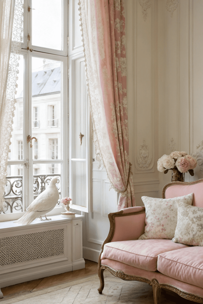 Benjamin Moore White Dove Ideas: 19. White Dove & Soft Pastels for a French-Inspired Living Room