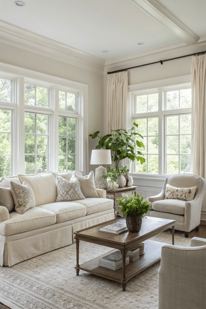 Benjamin Moore Chantilly Lace Ideas: 5. Add a Fresh Touch to Your Living Room