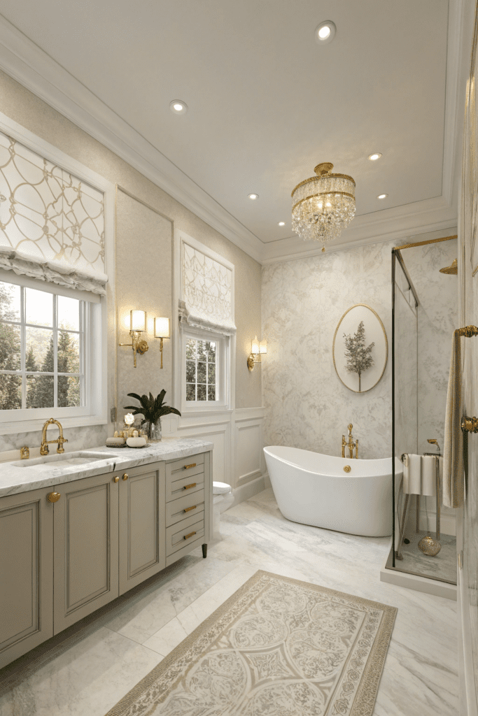 Benjamin Moore Chantilly Lace Ideas: 4. Illuminate Your Bathroom with a Luxurious Vibe