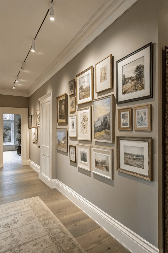 15+ Revere Pewter by Benjamin Moore Ideas - Tips You’ll Love 8 Benjamin Moore Revere Pewter Ideas: 8. Revere Pewter as a Subtle Backdrop for a Gallery Wall