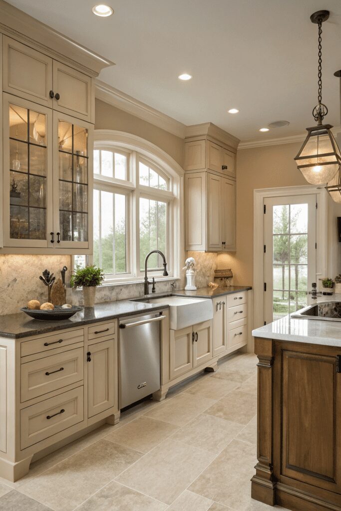 10+ Accessible Beige Designs to Transform Your Home! 12 Sherwin Williams Accessible Beige Ideas: 12. Transitional Kitchen with Timeless Appeal