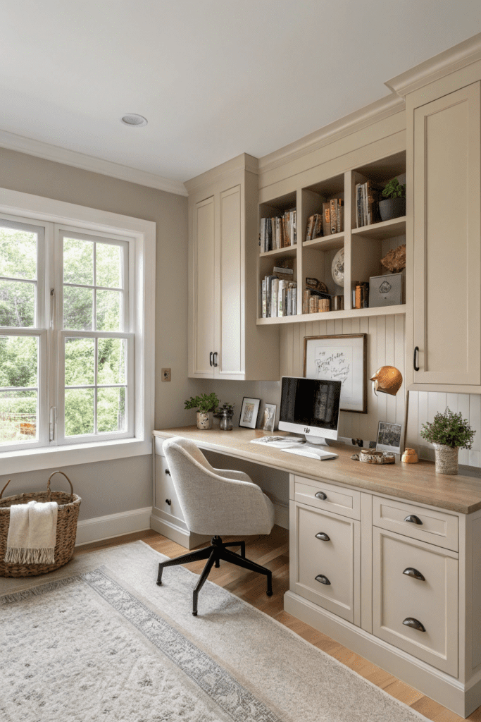 Benjamin Moore Pale Oak Ideas: 2. Transform a Home Office into a Tranquil Workspace