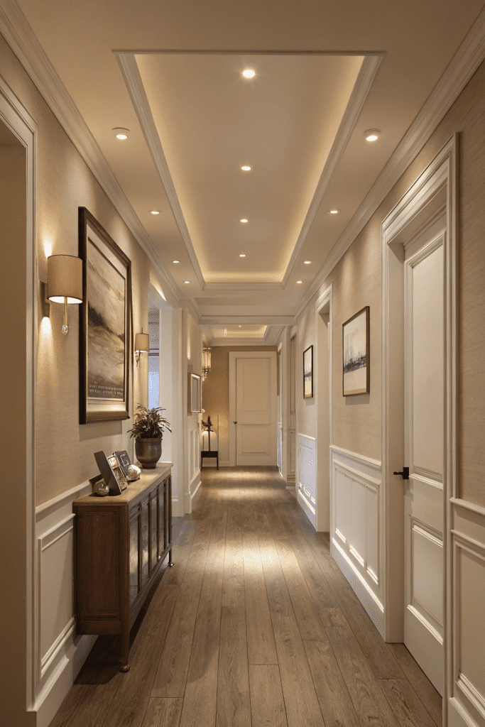 Benjamin Moore Pale Oak Ideas: 9. Enhance Your Hallway with a Touch of Light