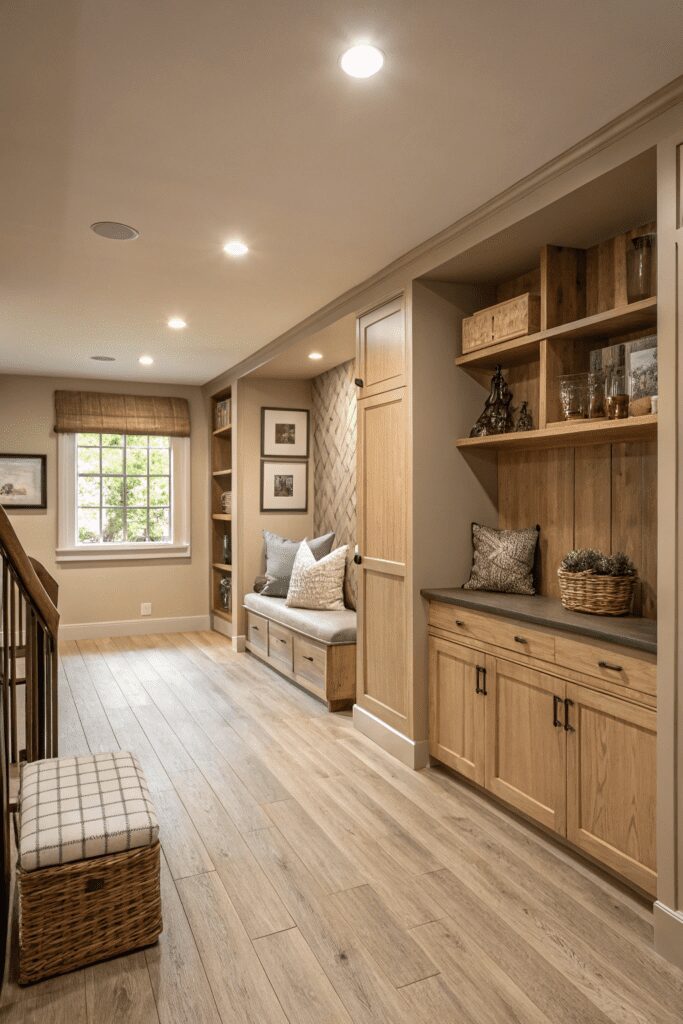 20+ Pale Oak by Benjamin Moore: Your New Paint Color Ideas! 14 Benjamin Moore Pale Oak Ideas: 14. Brighten Up a Dark Basement with Pale Oak