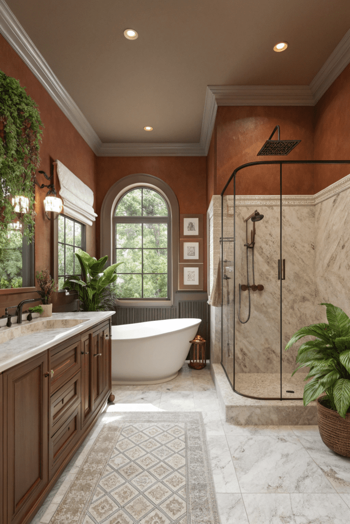 Benjamin Moore Cinnamon Slate Ideas: 5. Spa-Like Bathroom with Earthy Luxury