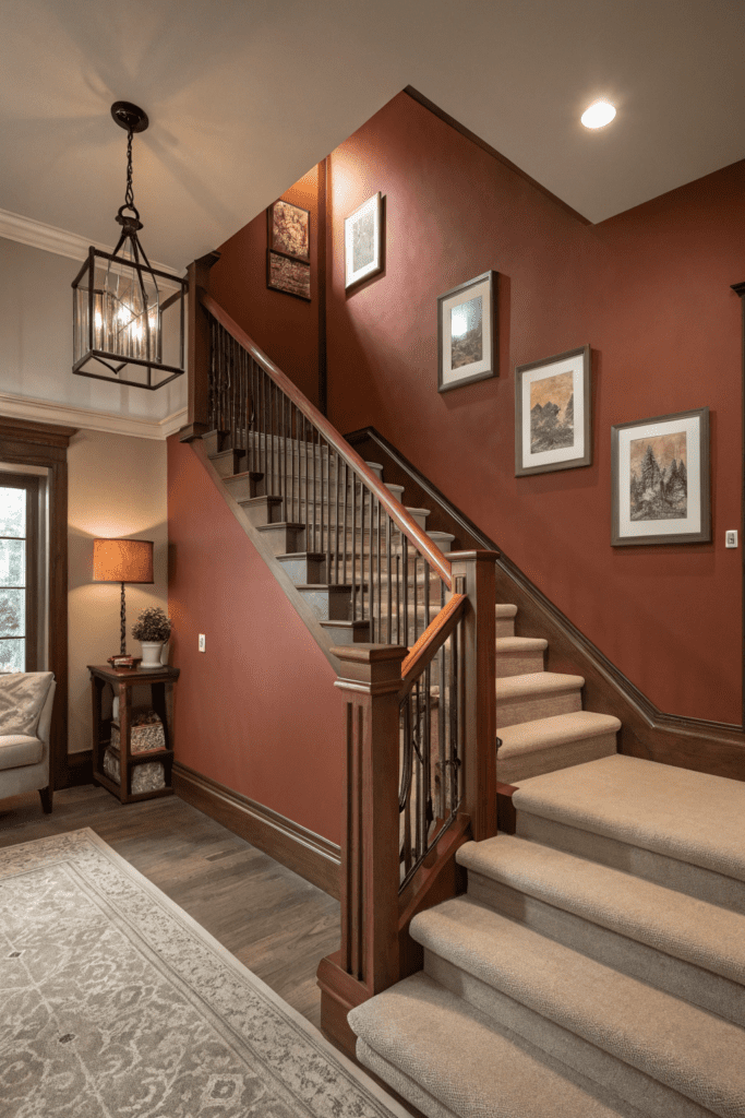 Benjamin Moore Cinnamon Slate Ideas: 8. Statement Stairwell with Cinnamon Slate Drama