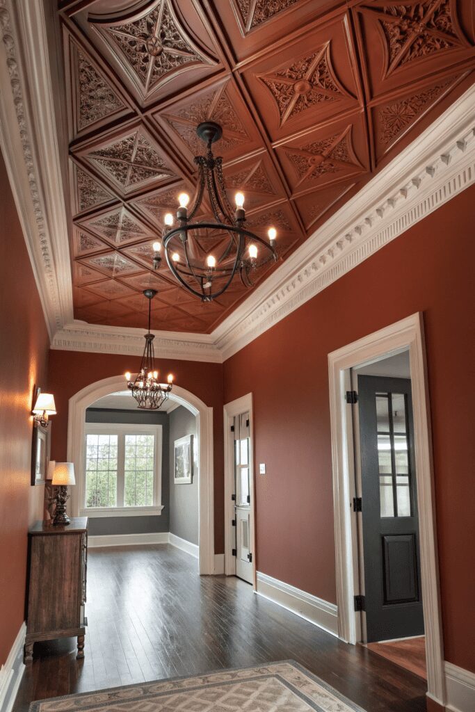 15+ Benjamin Moore Cinnamon Slate: Stunning Ideas Inspo! 12 Benjamin Moore Cinnamon Slate Ideas: 12. Dramatic Ceiling Feature with Cinnamon Slate Contrast