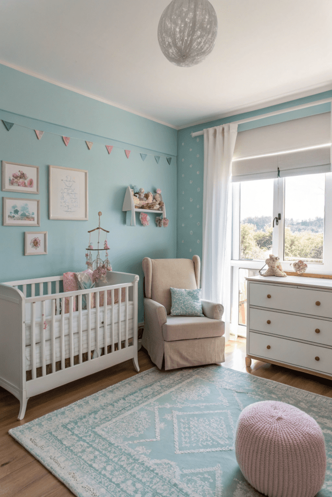 Benjamin Moore Sea Salt Ideas: 4. Tranquil Nursery with Benjamin Moore Sea Salt