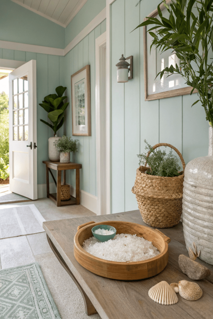 Benjamin Moore Sea Salt Ideas: 5. Sea Salt in an Entryway for Instant Calm