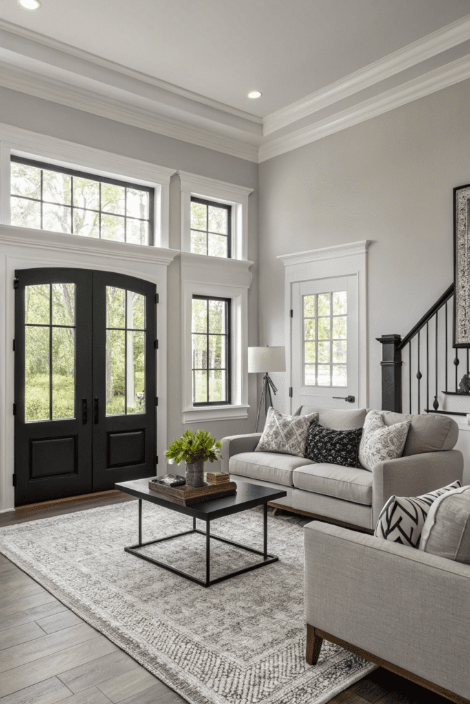 Sherwin Williams Agreeable Gray Ideas: 8. Agreeable Gray with Bold Black Accents