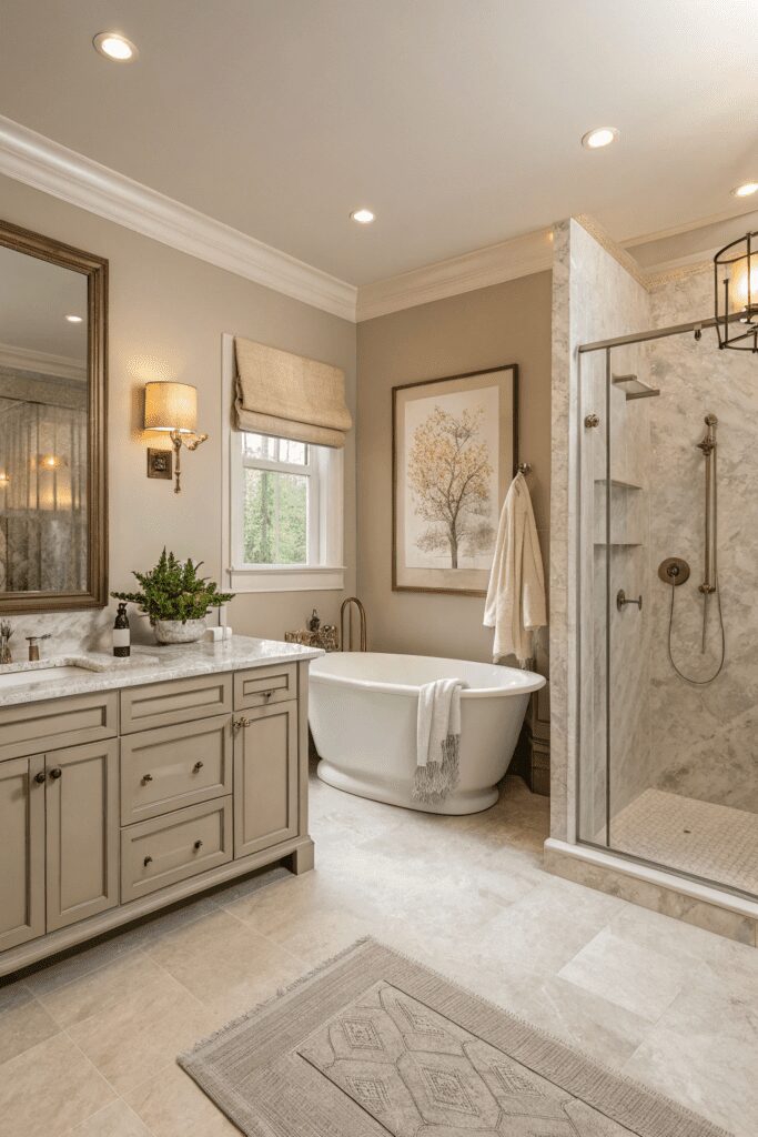 15+ Upgrade Your Space with Benjamin Moore Pashmina Ideas! 5 Benjamin Moore Pashmina Ideas: 5. A Spa-Like Bathroom with Pashmina and Soft Neutrals