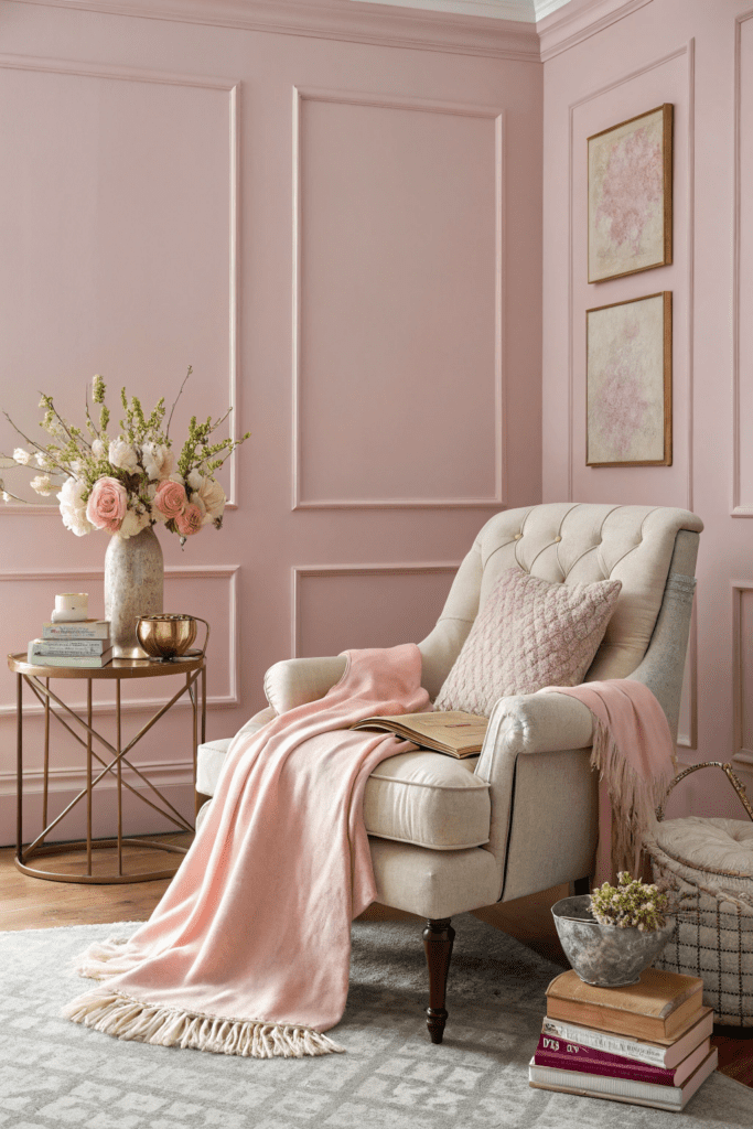 Benjamin Moore Pashmina Ideas: 10. Pashmina and Soft Blush for a Chic Feminine Touch