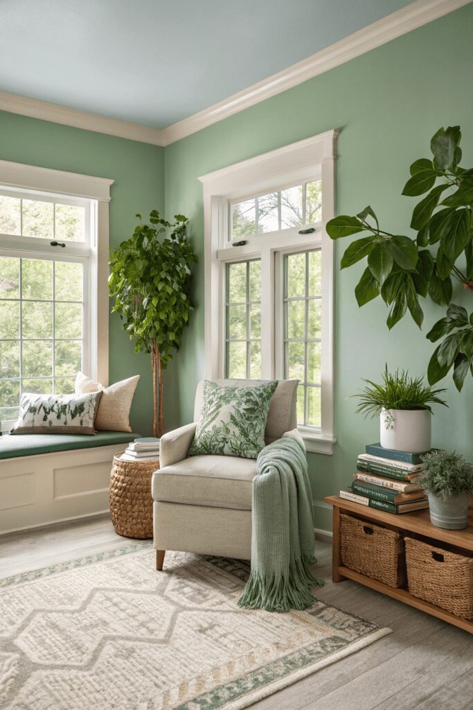 15+ Upgrade Your Space with Benjamin Moore Pashmina Ideas! 13 Benjamin Moore Pashmina Ideas: 13. Pashmina and Olive Green for a Nature-Inspired Sanctuary
