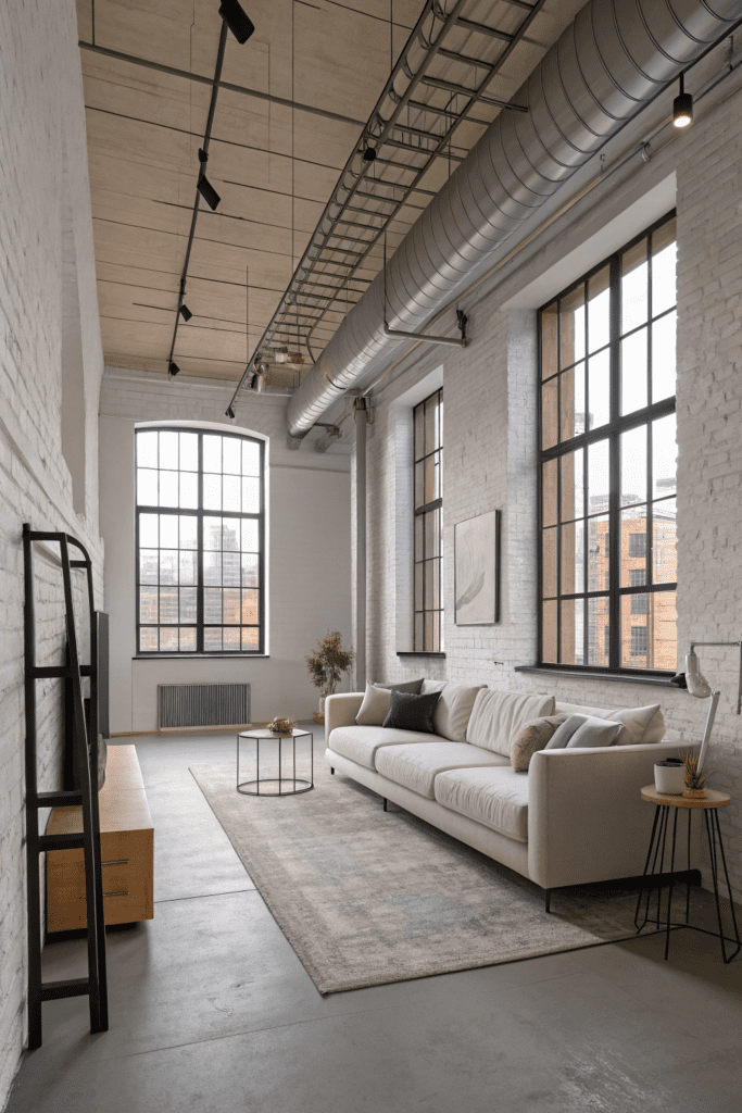 Benjamin Moore Pashmina Ideas: 15. A Minimalist Pashmina Loft with Industrial Accents