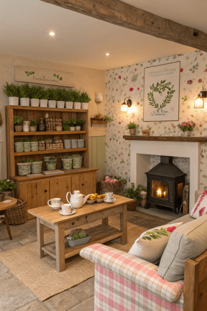 Cottage Core Living Rooms Ideas: 4. Rustic Herb & Tea Lounge