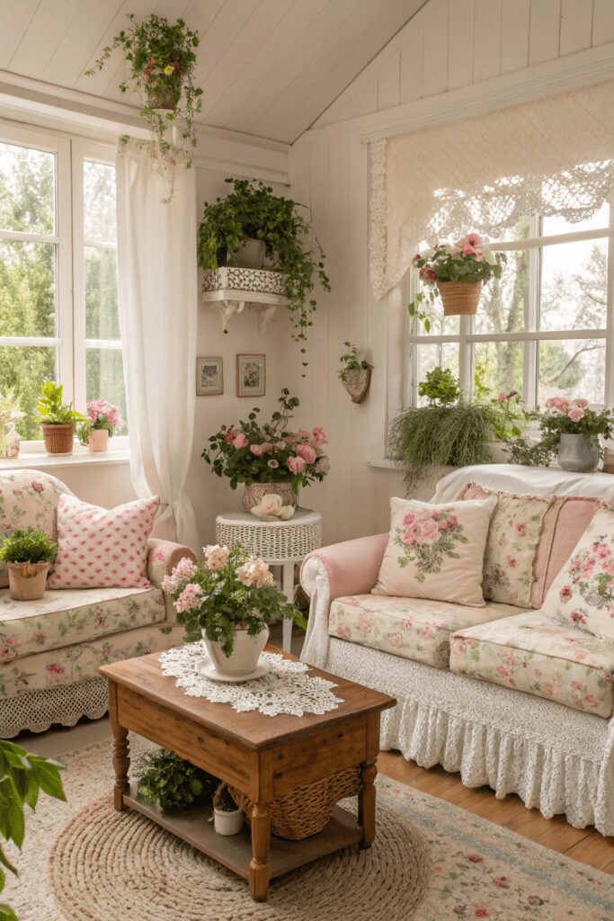 10+ Dreamy Cottage Core Living Room Ideas to Try Now! 6 Cottage Core Living Rooms Ideas: 6. The Whimsical Floral Wonderland