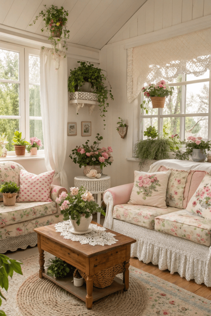 Cottage Core Living Rooms Ideas: 6. The Whimsical Floral Wonderland