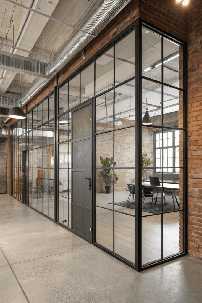 Cased Openings Between Rooms Ideas: 2. Glass-Framed Steel Partition for Industrial Elegance