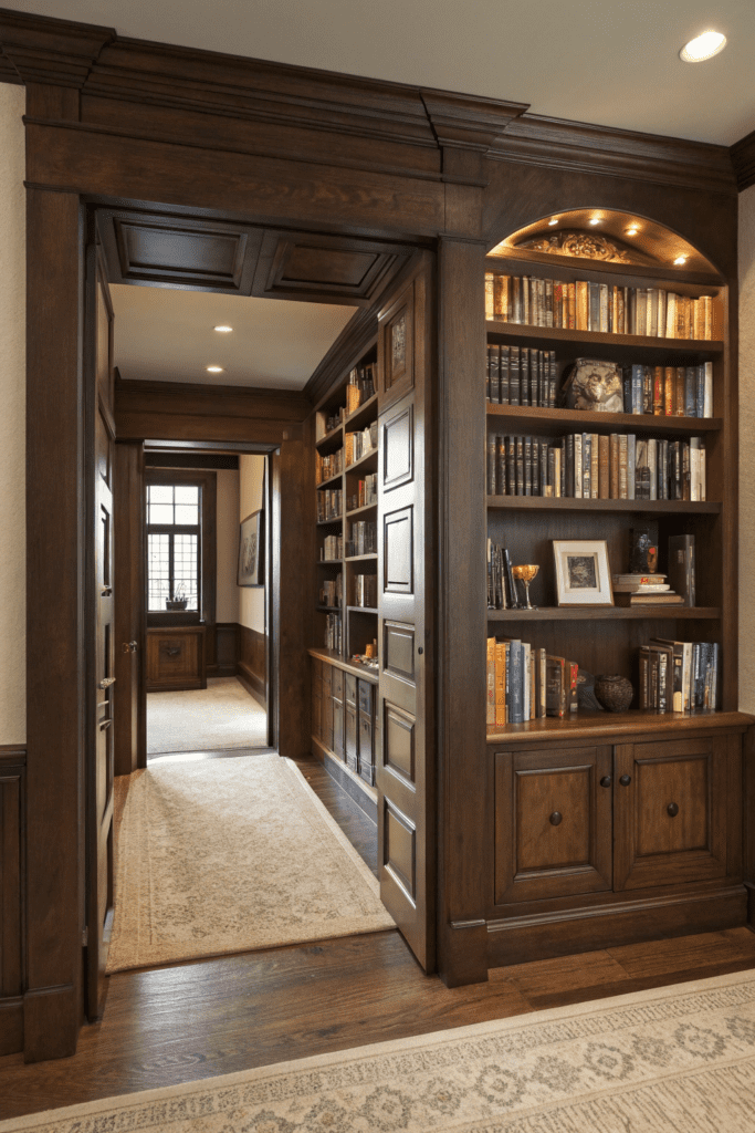 Cased Openings Between Rooms Ideas: 3. Double-Sided Bookshelf Passageway for Hidden Storage