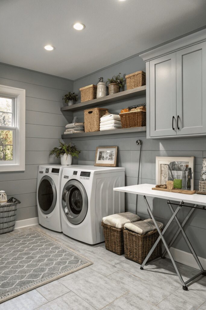 15+ Stunning Agreeable Gray Ideas You Need to See! 13 Sherwin Williams Agreeable Gray Ideas: 13. Agreeable Gray for an Inviting Laundry Room