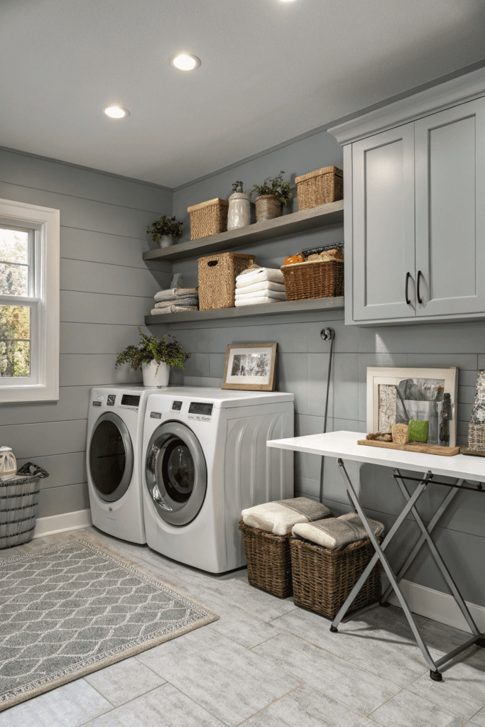 Sherwin Williams Agreeable Gray Ideas: 13. Agreeable Gray for an Inviting Laundry Room