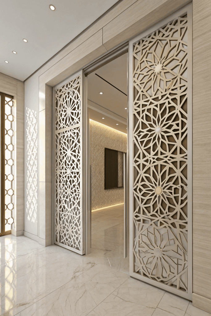 Cased Openings Between Rooms Ideas: 16. 3D Geometric Panel Opening for a Bold Statement