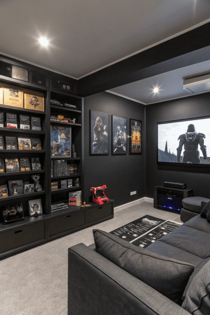20+ Stunning Black Room Ideas You Need to Try Now! 8 Black Rooms Ideas: 8. Shadow Box Gaming Dena