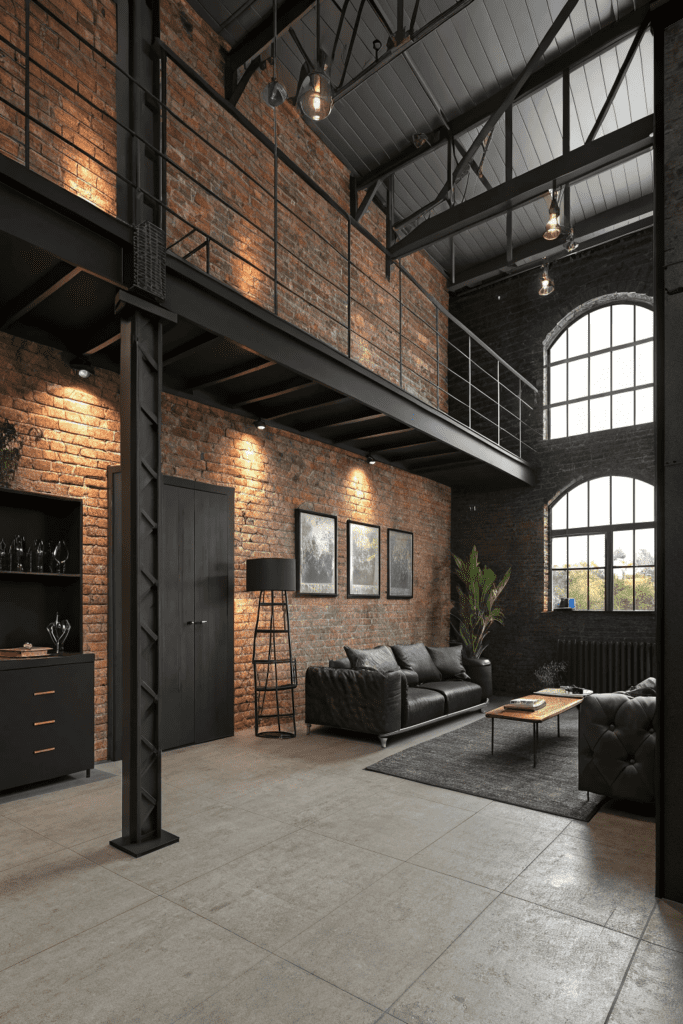 Black Rooms Ideas: 12. Noir Industrial Loft