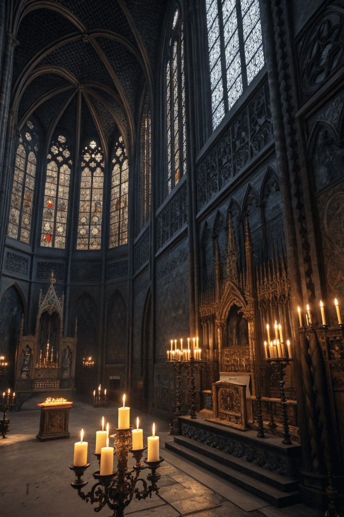 Black Rooms Ideas: 19. The Gothic Candlelight Sanctuary