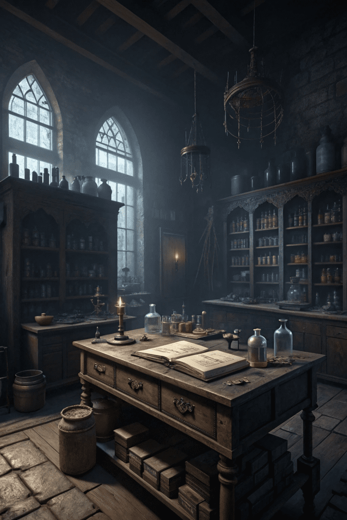 Black Rooms Ideas: 23. The Dark Alchemist’s Lab